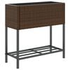 vidaXL Fioriera da Giardino con Ripiano Marrone in Polyrattan