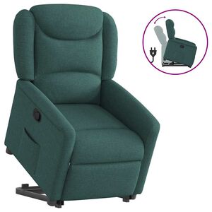 vidaXL Poltrona Alzapersona Reclinabile Verde Scuro in Tessuto