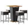 vidaXL Set Bar da Giardino 5 pz con Cuscini in Polyrattan Nero