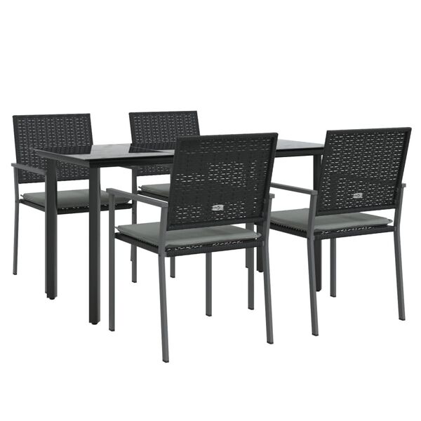 vidaXL Set Pranzo da Giardino 5pz con Cuscini in Polyrattan e Acciaio