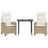 vidaXL Set da Pranzo da Giardino 3 pz con Cuscini Beige in Polyrattan