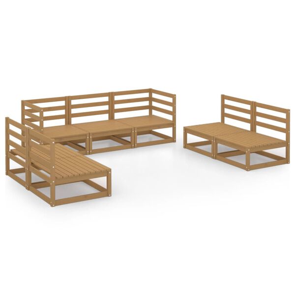 vidaXL Set Salotto da Giardino 7pz Marrone Ambra Legno Massello Pino