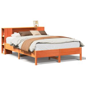 vidaXL Letto Libreria senza Materasso Marrone Cera 160x200 cm in Pino