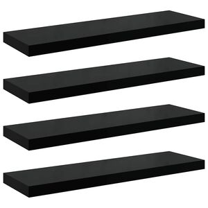 vidaXL Scaffali a Parete 4 pz Nero Lucido 90x23,5x3,8 cm in MDF