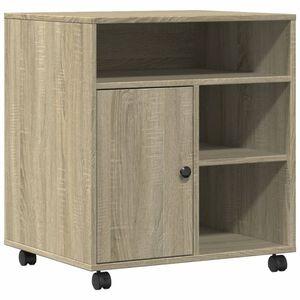 vidaXL Supporto per Stampante con Ruote Rovere Sonoma 60x50x67 cm