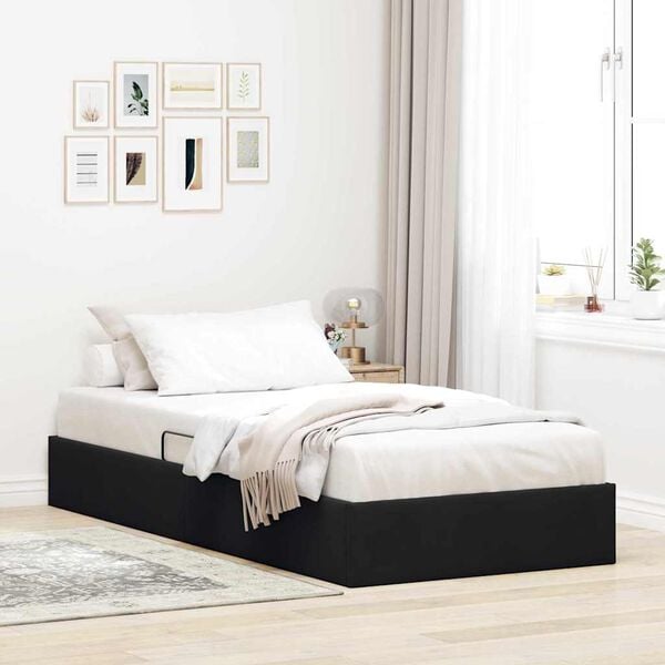 vidaXL Letto con Contenitore con materasso Nero 90 x 190 cm Velluto
