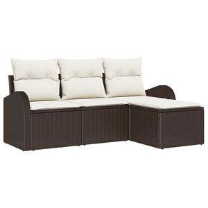 vidaXL Set di divani con cuscino 4 pcs Marrone e bianco polyrattan
