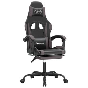 vidaXL Sedia da Gaming con Poggiapiedi Nero e Grigio in Similpelle