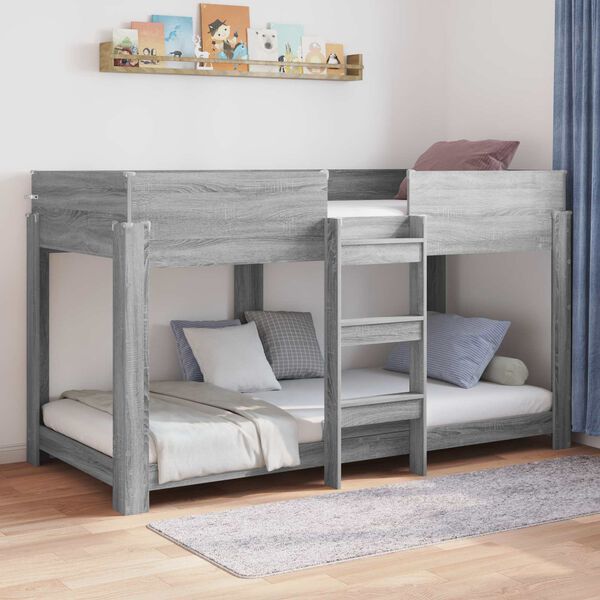 vidaXL Letto a Castello per Bambini Grigio Sonoma 100 x 190 cm
