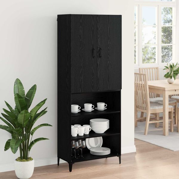 vidaXL Credenza Rovere Nero 69,5 x 34 x 180 cm Legno multistrato