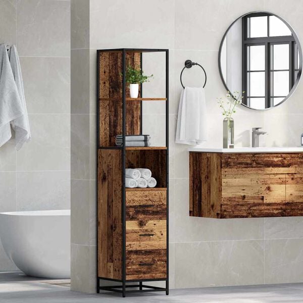 vidaXL Set di mobili per il bagno Legno vecchio 35 x 37,5 x 166 cm