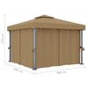 vidaXL Gazebo con Tende 3x3 cm Grigio Talpa in Alluminio
