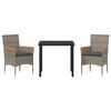 vidaXL Set da Pranzo per Giardino con cuscino 3 pcs Grigio polyrattan