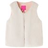 Gilet da Bambina in Pelliccia Sintetica Beige 140