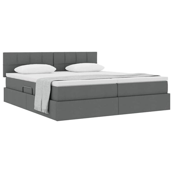 vidaXL Letto con Contenitore Grigio scuro 180 x 200 cm Pelle Sintetica