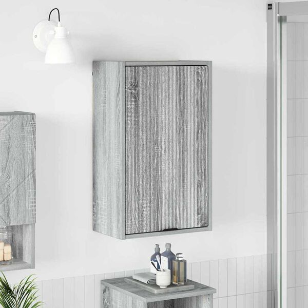 vidaXL Mobile da Bagno con porta Grigio Sonoma 39 x 23,5 x 65 cm