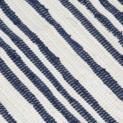 vidaXL Tappeto Chindi Tessuto a Mano in Cotone 200x290 cm Blu e Bianco