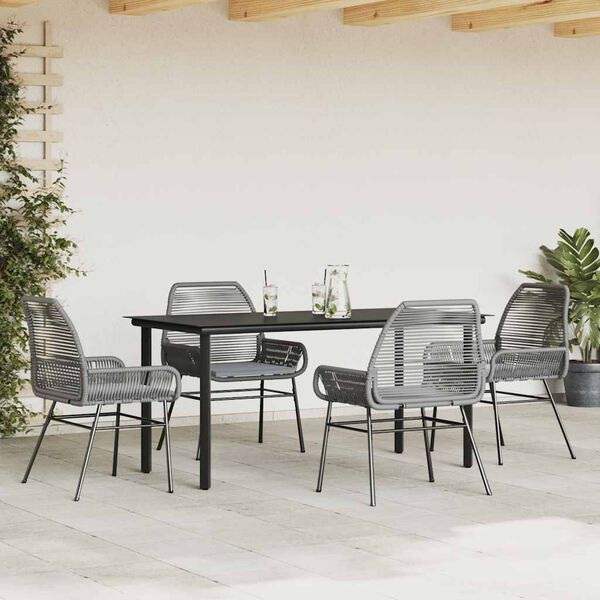 vidaXL Set da Pranzo da Giardino 5 pz con Cuscini Polyrattan Vetro