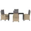 vidaXL Set da Pranzo per Giardino con cuscino 5 pcs Beige polyrattan