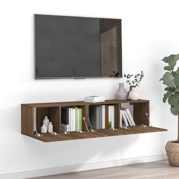 vidaXL Set Mobili Porta TV 2 pz Rovere Marrone in Legno Multistrato