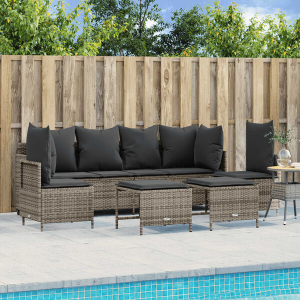 vidaXL Set Divano da Giardino 5 pz con Cuscini Grigio in Polyrattan