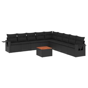 vidaXL Set Divani da Giardino 10pz con Cuscini in Polyrattan Nero