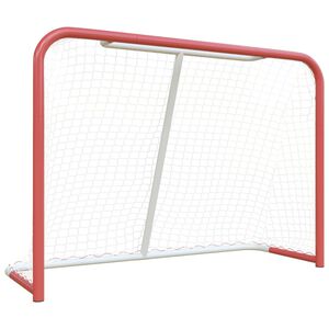 vidaXL Porta Hockey Rete Rossa Bianca 153x60x118cm Acciaio Poliestere