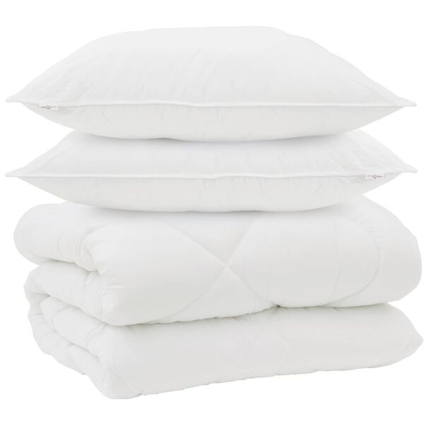 vidaXL Duvet Invernale con cuscino 3 pcs Bianco Microfibra