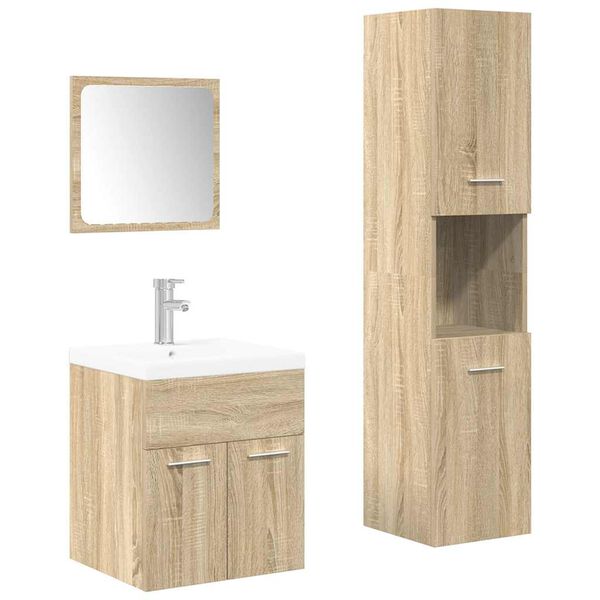 vidaXL Set Mobili da Bagno 4 pz Rovere Sonoma in Legno Multistrato