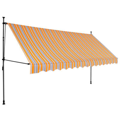 vidaXL Tenda da Sole Retrattile Manuale con LED 400 cm Gialla e Blu