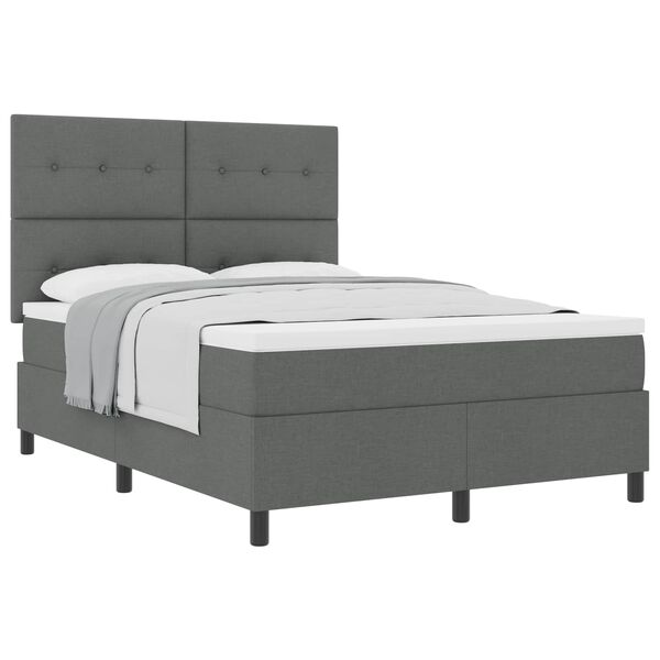 vidaXL Letto a molle con materasso Grigio scuro 140 x 200 cm Tessuto
