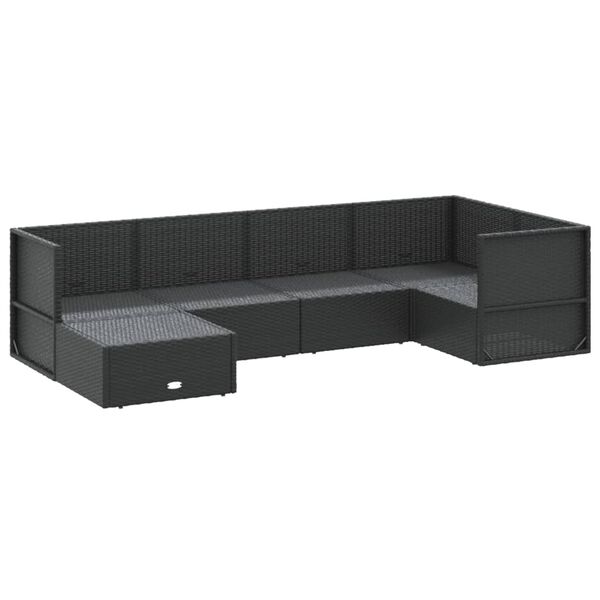 vidaXL Set Mobili da Giardino 6 pz con Cuscini in Polyrattan Nero