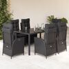 vidaXL Set da Pranzo da Giardino 7 pz Nero con Cuscini in Polyrattan