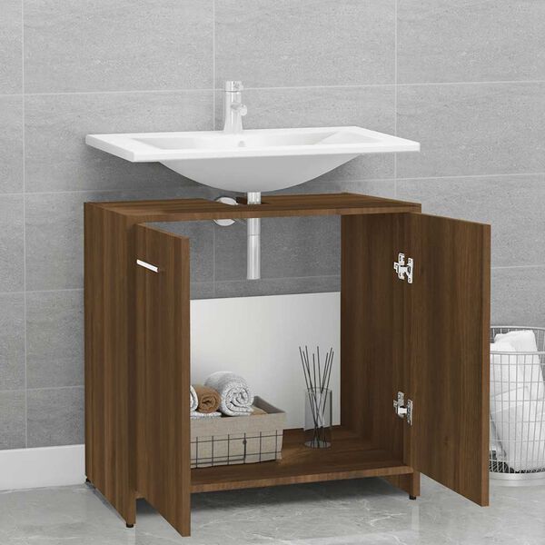 vidaXL Armadietto Bagno Rovere Marrone 60x33x60cm Legno Ingegnerizzato