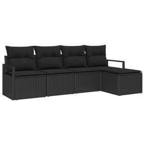 vidaXL Set di divani con cuscino 5 pcs Nero polyrattan