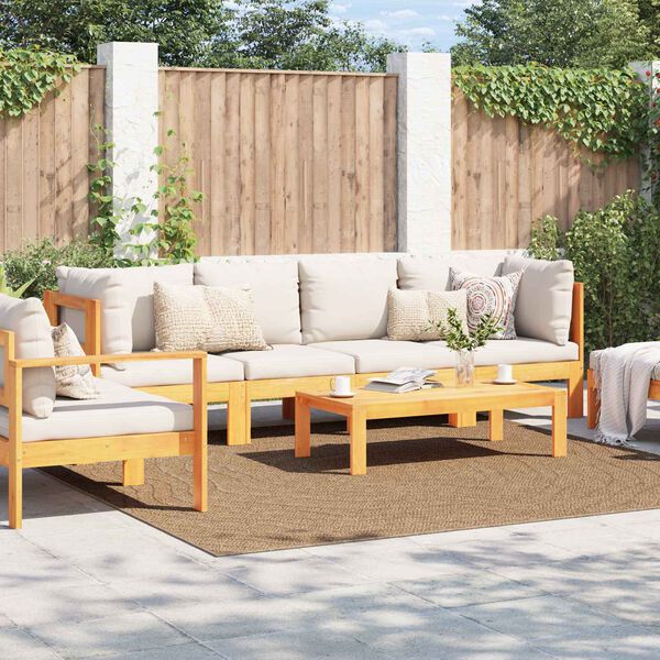 vidaXL Tappeti per area Moir&eacute; HUARTE Naturale 240 x 240 cm Poliestere