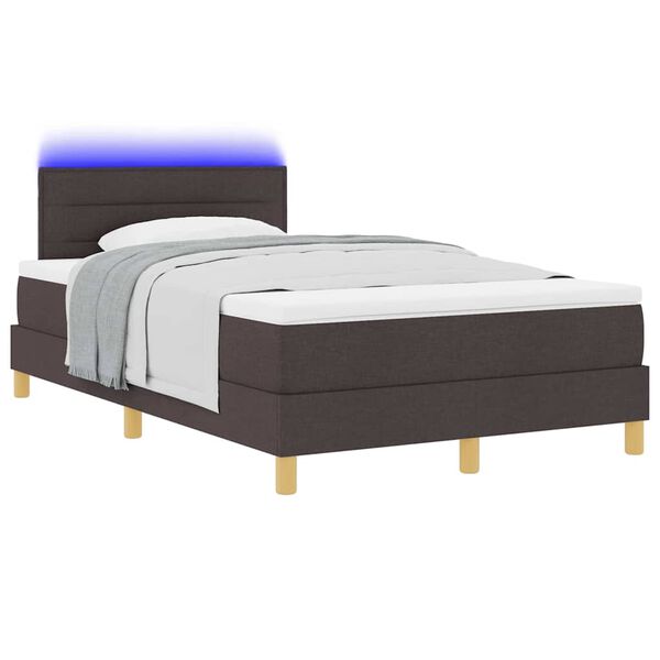 vidaXL Letto a Sorgente LED con led Marrone Scuro 120 x 190 cm Tessuto