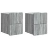 vidaXL Mobiletto da notte a muro 2 pz Grigio Sonoma 33 x 34,5 x 43 cm