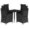vidaXL Set da Pranzo da Giardino 5 pz Nero con Cuscini in Polyrattan