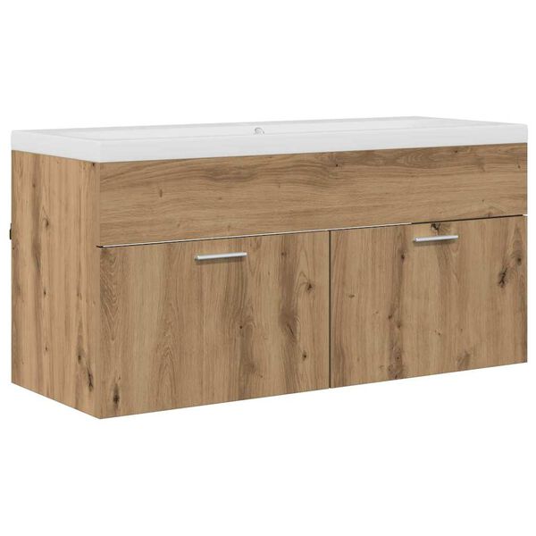 vidaXL Mobile da Bagno con porta Rovere artigianale 100 x 38,5 x 46 cm