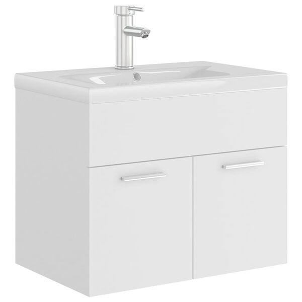 vidaXL Mobile con Lavabo Integrato Bianco in Legno Multistrato