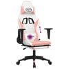 vidaXL Sedia da Gaming Massaggio Poggiapiedi Bianco e Rosa Similpelle