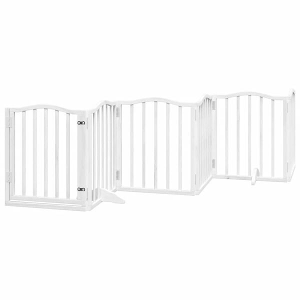 vidaXL Cancello Cani Porta Pieghevole Bianco 12 Pannelli 600 cm Pioppo