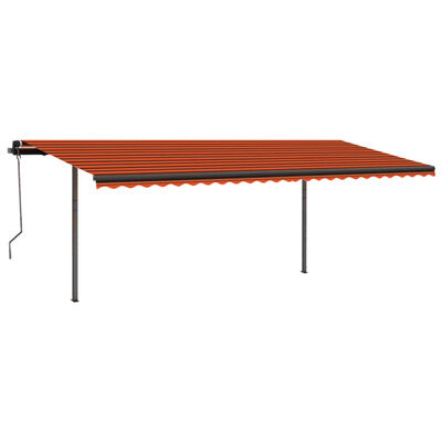vidaXL Tenda Retrattile Manuale con Pali 3,5x2,5 m Arancione e Marrone