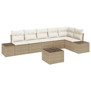 vidaXL Set Divano da Giardino 7 pcs Beige e Crema polyrattan