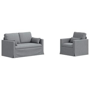 vidaXL Set di divani 2 pz Grigio chiaro Tessuto