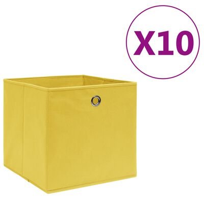 325225 vidaXL Storage Boxes 10 pcs Non-woven Fabric 28x28x28 cm Yellow