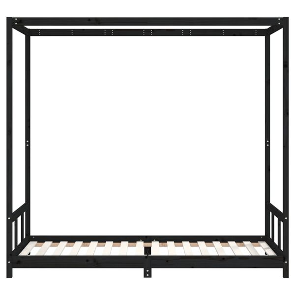 vidaXL Giroletto per Bambini Nero 90x200 cm in Legno Massello di Pino