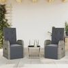 vidaXL Set da Pranzo da Giardino 3 pz con Cuscini in Polyrattan Grigio