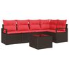 vidaXL Set Divano da Giardino 6 pz Marrone e Rosso polyrattan